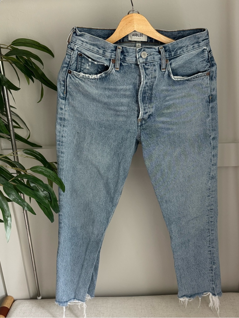Agolde Light Blue High-Rise Straight Jeans